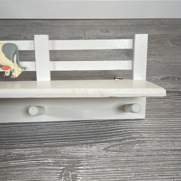 Vintage Peaches N Cream Cow Mug Rack Hook Shelf Modern Farmhouse Country Decor - Picture 6 of 10